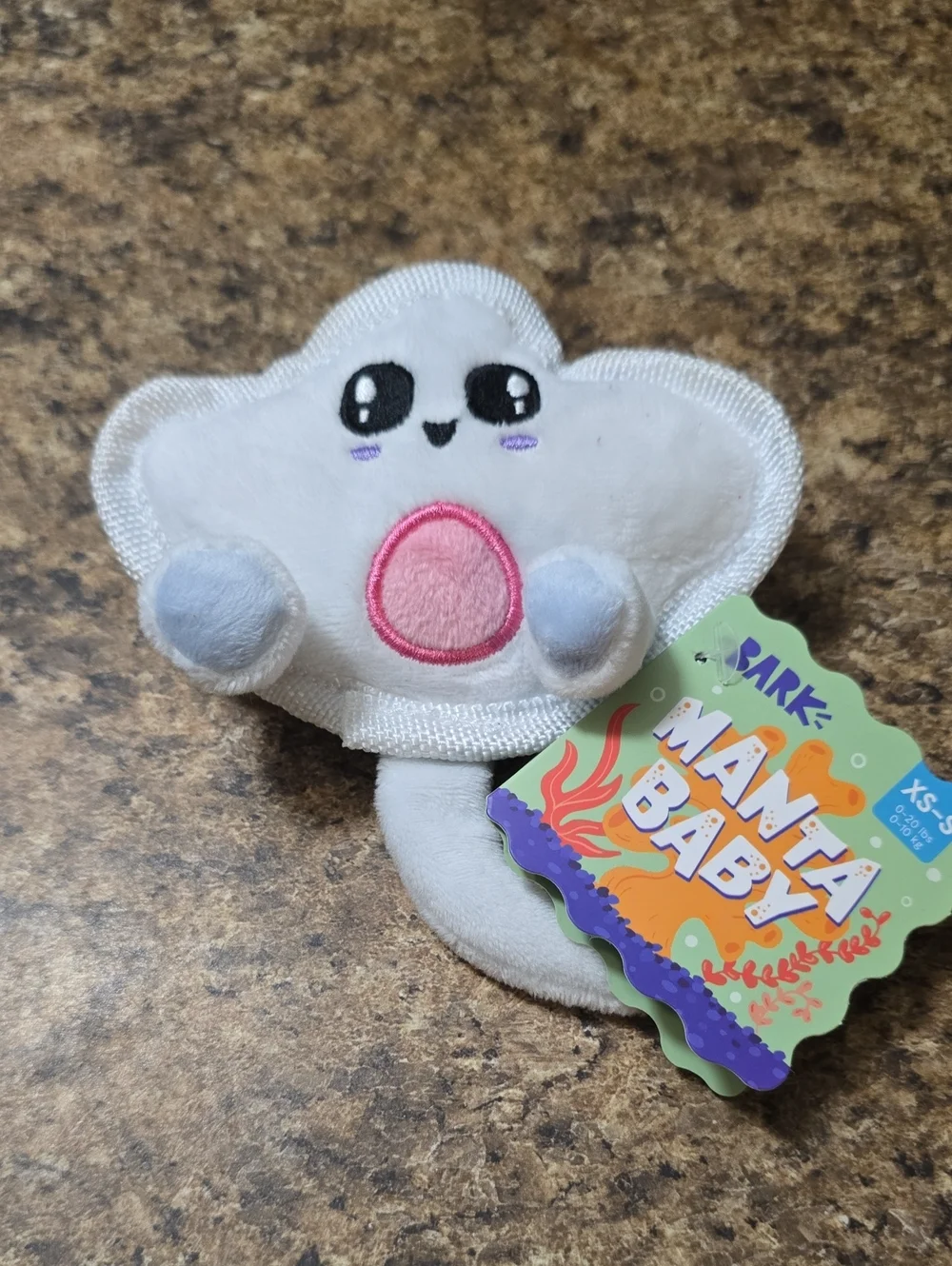 BARK White Manta Baby Plush Dog Toy with Pink & Lavender Accents NWT XS-S 0-20 P